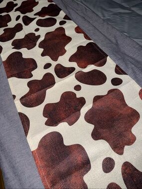Cowhide Print Table Runner in Brown and Cream